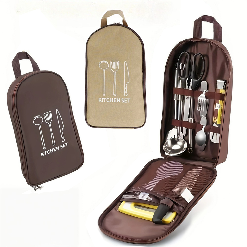 Camping Cooking Roll - ポータブルアウトドアクックバッグ キャンプ収納バッグ ポータブルトラベル用品バッグ ピクニックバッグ 調理器具オーガナイザー (食器なし)