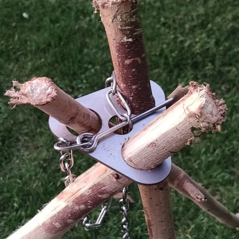 Camping Cooking Tripod - 屋外BBQ三脚ポータブル取り外し可能ハンギングラックステンレス鋼キャンプ焚き火調理鍋スタンドセット