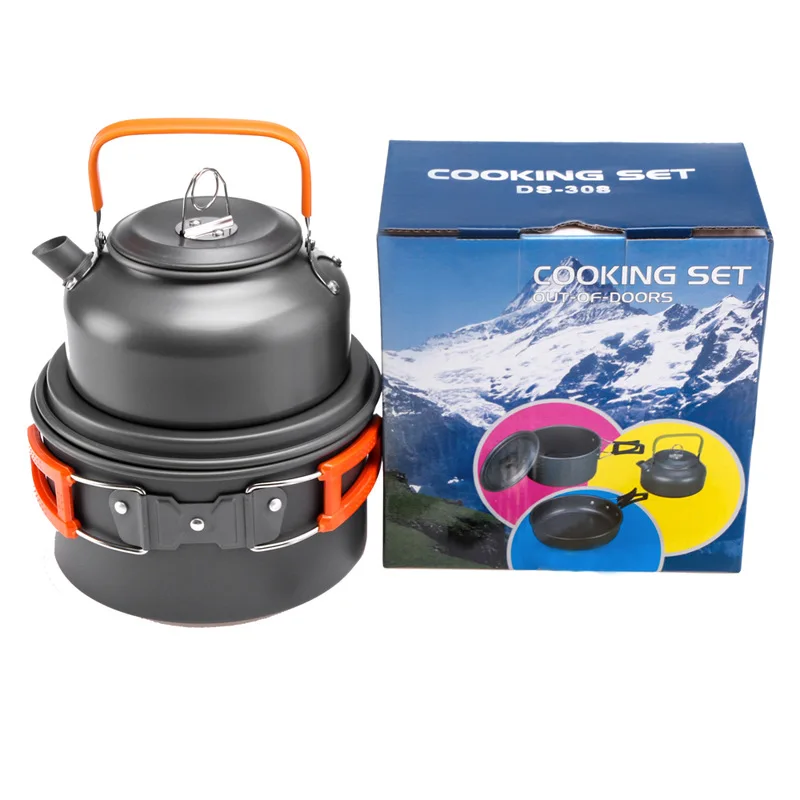 Camping Cooking Kits - アウトドアポットパンケトルキャンプ調理器具キットハイキングピクニック自動運転折りたたみ調理鍋食器調理器具観光ハイキング