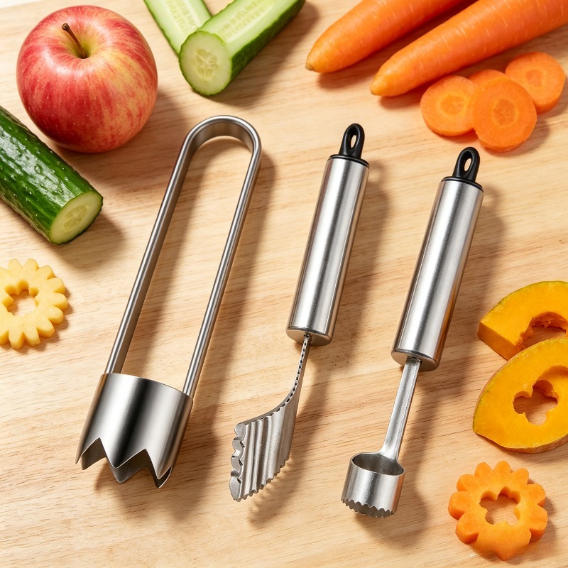 Camping Cooking Kits - 3 個ステンレス鋼ハラペーニョペッパーコアラーセットアップルフルーツ野菜コアリムーバーバーベキューグリルキャンプホームキッチンアクセサリー