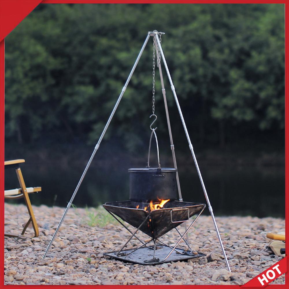 Camping Cooking Tripod - 屋外調理三脚ポータブル取り外し可能なスタンドアルミ合金調理鍋フレームツールステンレス鋼チェーンキャンプアクセサリー
