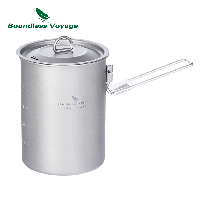 Camping Cooking Kits - 折りたたみハンドルと蓋付きの折りたたみ式キャンプ調理器具,ポータブル屋外調理キット,900ml