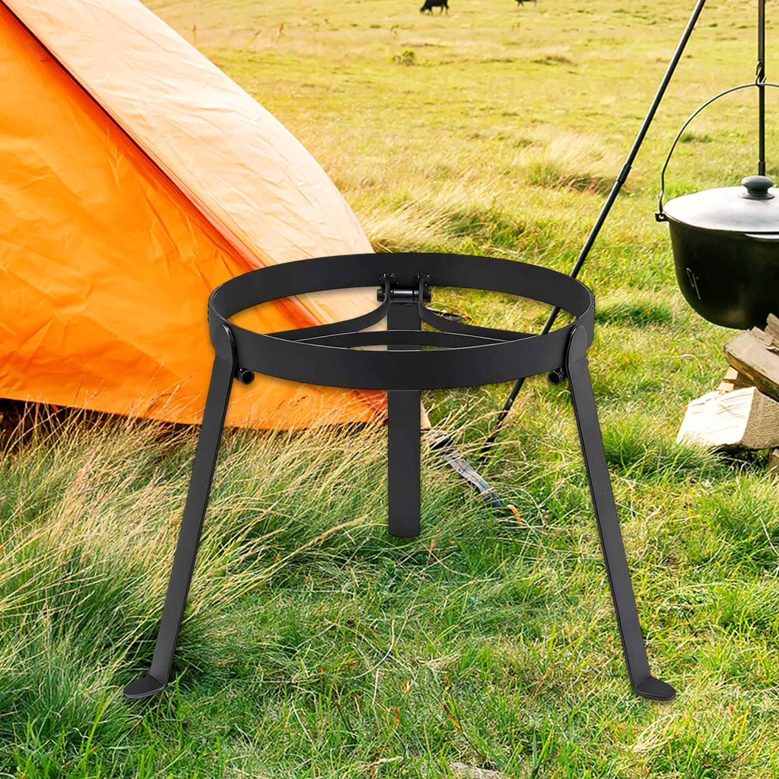 Camping Outdoor Cooking Set - 折りたたみ式キャンプファイヤー用三脚鉄製ポータブルグリルスタンド、アウトドアキャンプキッチン用調理器具ラック