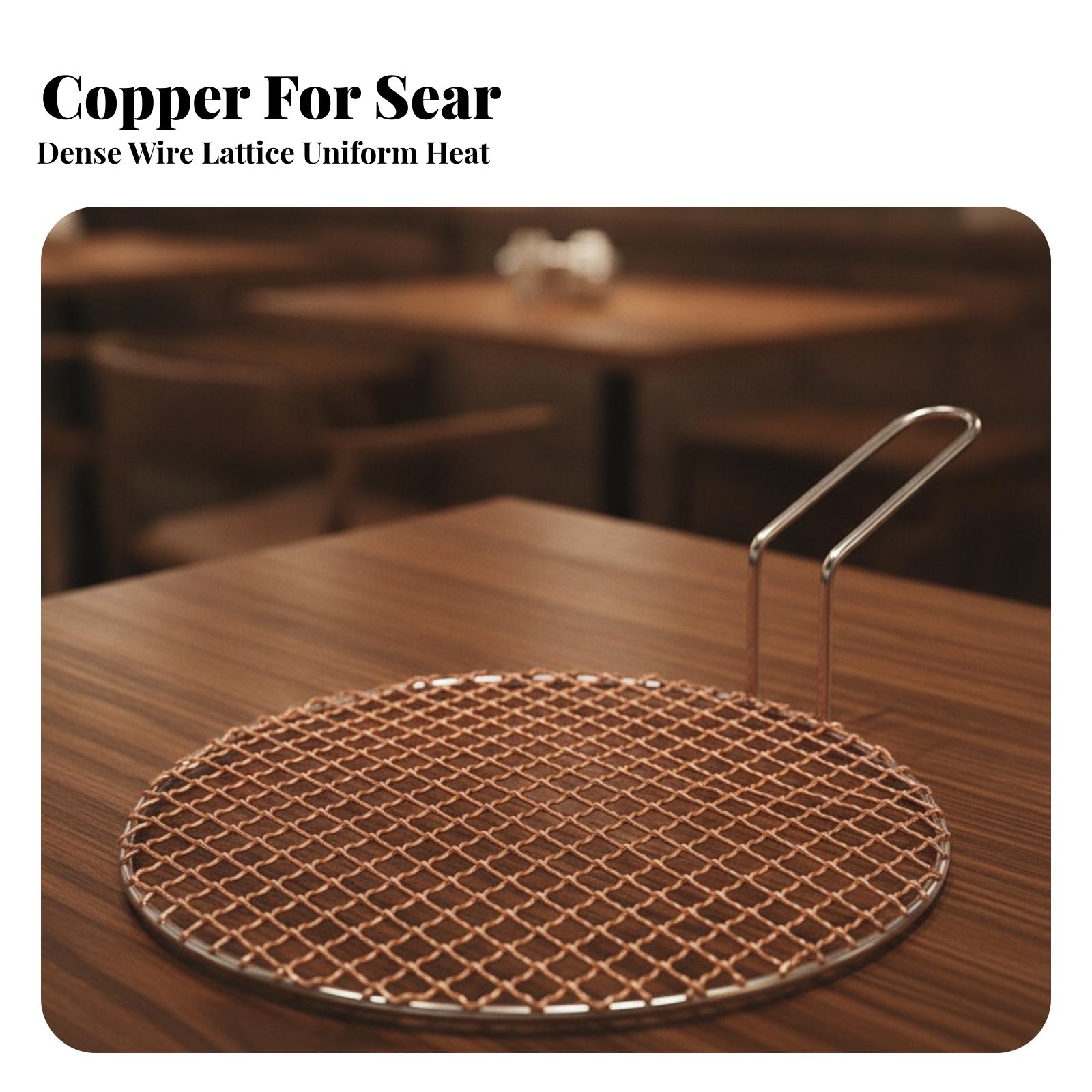 持ち手付きポータブル銅メッシュ丸型グリルスクリーン、炭火バー - Camping Cooking のレビューと価格