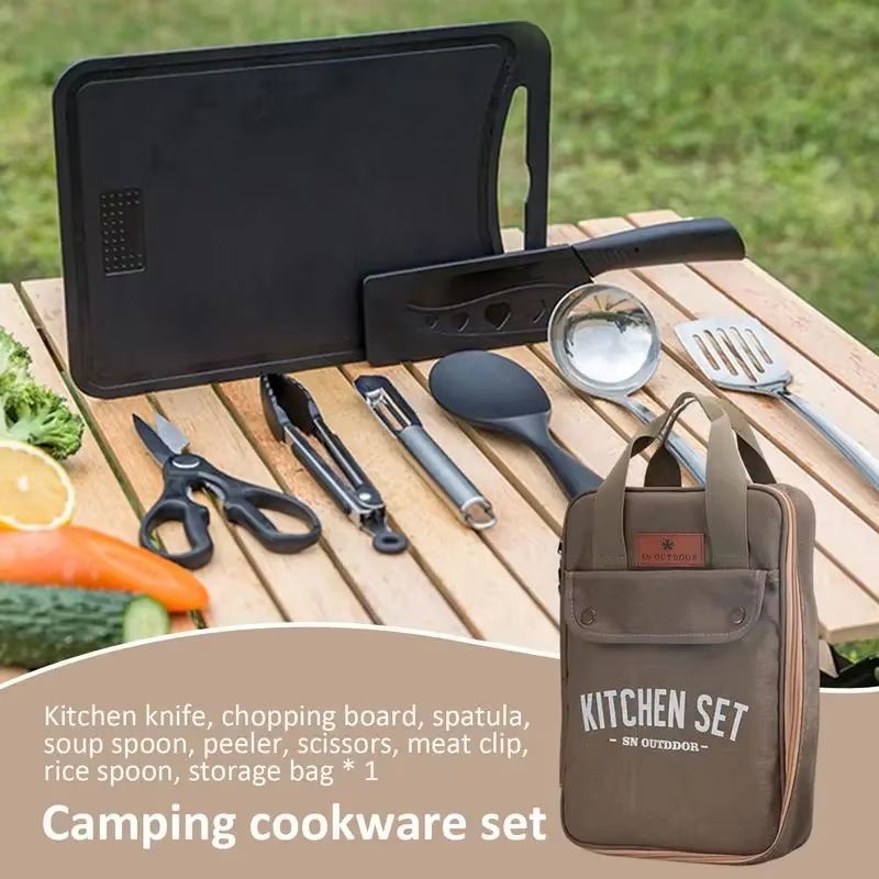 8 個キャンプキッチン調理器具セットポータブルバッグアウトド - Camping Cooking Kits のレビューと価格