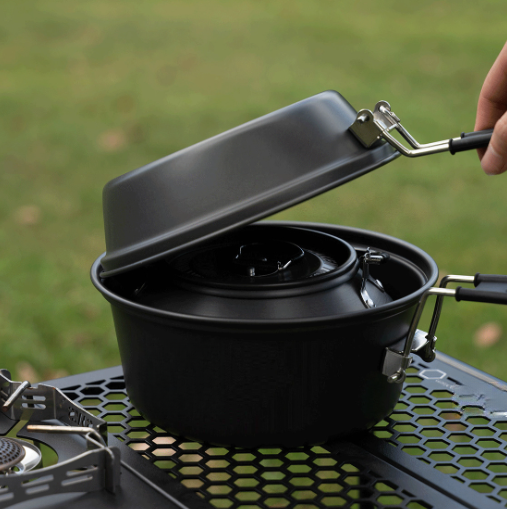 軽量アルミ合金キャンプ調理器具セット 3 ピースポットパンケ - Camping Outdoor Cooking Set のレビューと価格