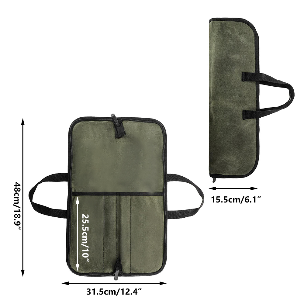ワックスキャンバス製ナイフロールバッグ、多機能ポータブルシェ - Camping Cooking Roll のレビューと価格