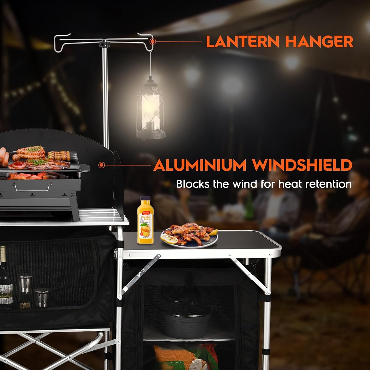 カスタム多機能3キャビネット取り外し可能フロントガラス付きキ - Camping Cooking Table With Windshield のレビューと価格