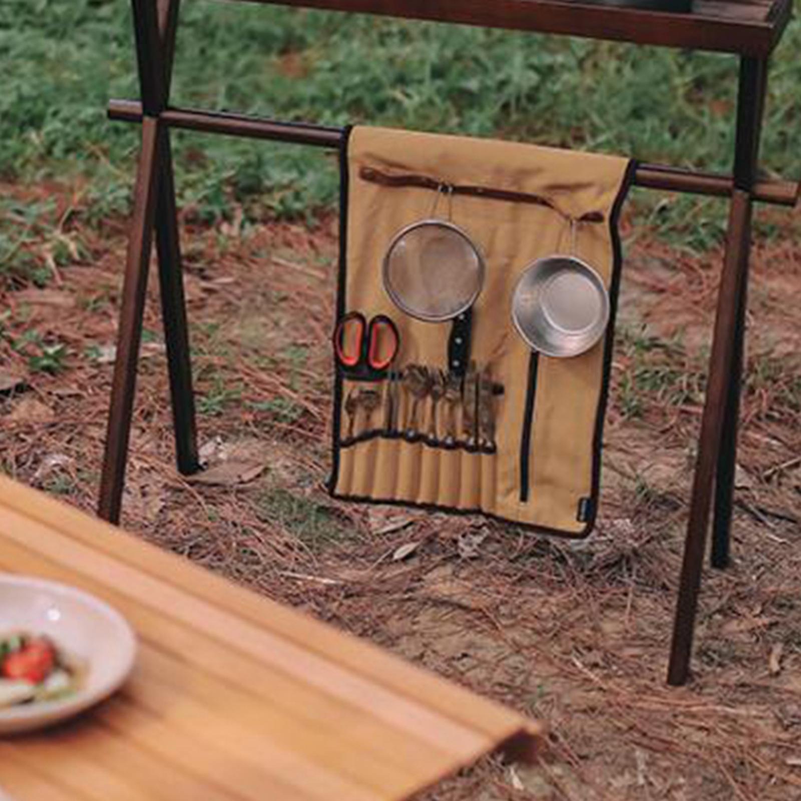 ポータブルキャンプ用品ロールアップバッグ食器オーガナイザー収 - Camping Cooking Roll のレビューと価格