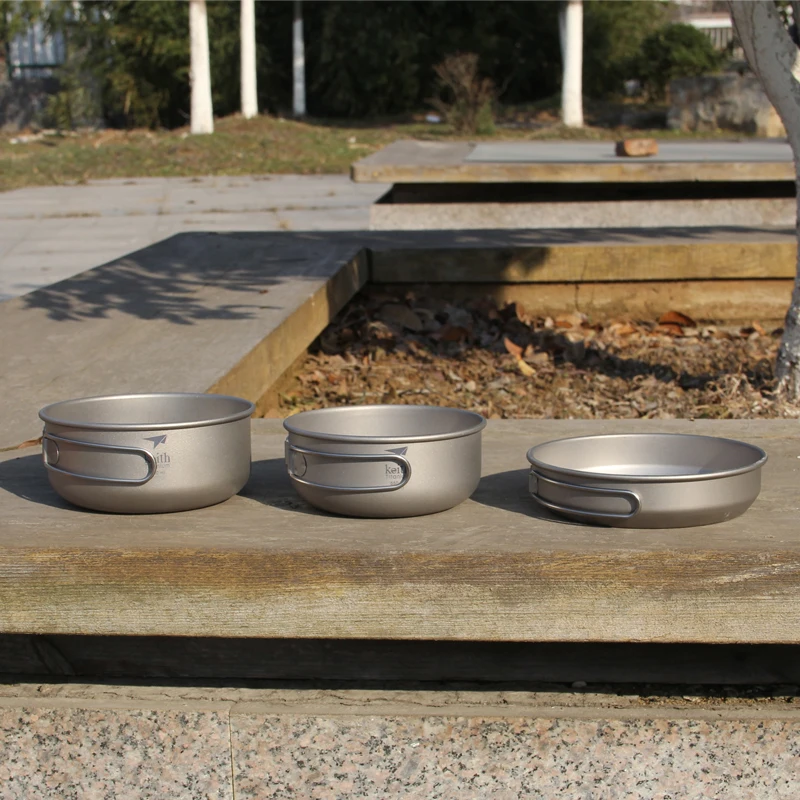 キース 3 個チタン調理器具パンボウルセット折りたたみハンド - Camping Outdoor Cooking Set のレビューと価格