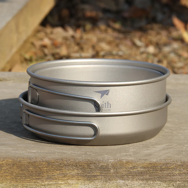 キース 3 個チタン調理器具パンボウルセット折りたたみハンド - Camping Outdoor Cooking Set のレビューと価格