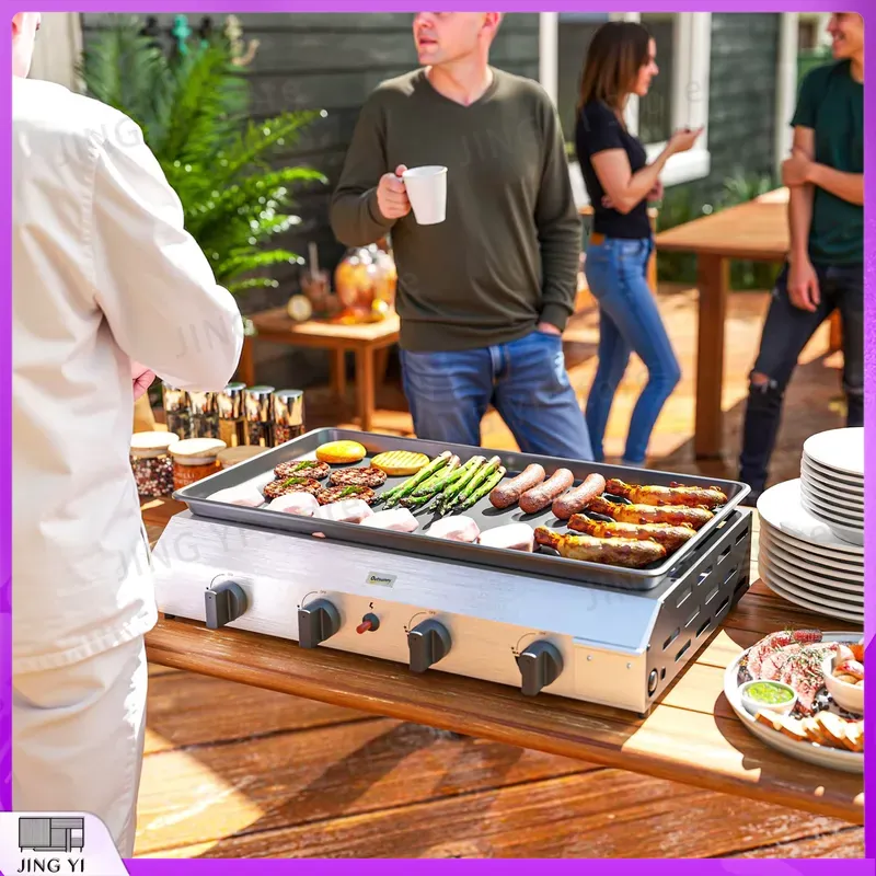 ガスグリルBBQグリル、ノンスティックグリドル付き、ポータブ - Camping Cooking Roll のレビューと価格