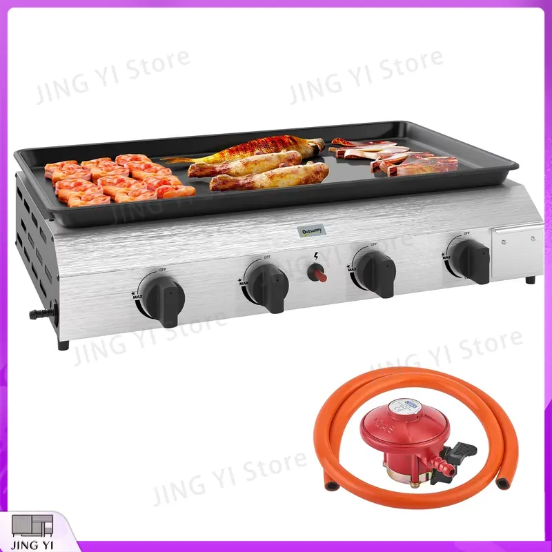 ガスグリルBBQグリル、ノンスティックグリドル付き、ポータブ - Camping Cooking Roll のレビューと価格