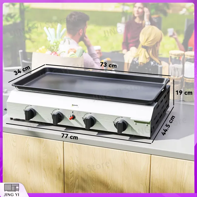ガスグリルBBQグリル、ノンスティックグリドル付き、ポータブ - Camping Cooking Roll のレビューと価格