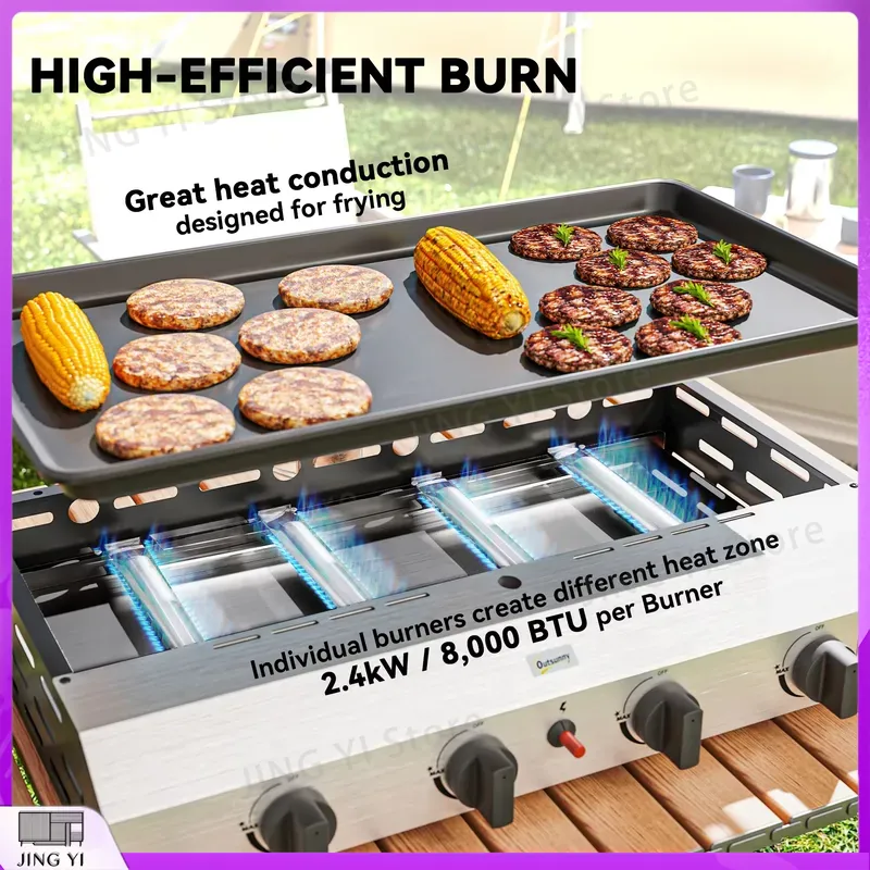ガスグリルBBQグリル、ノンスティックグリドル付き、ポータブ - Camping Cooking Roll のレビューと価格