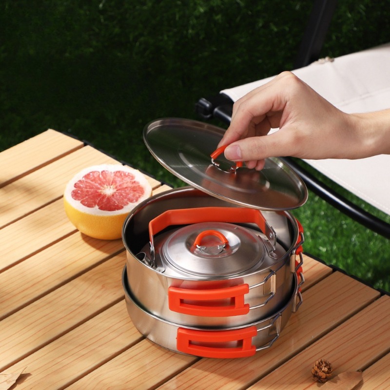 キャンプ用調理器具セット。軽量アルミニウム製で、折りたたみ式 - Camping Cooking Kits のレビューと価格