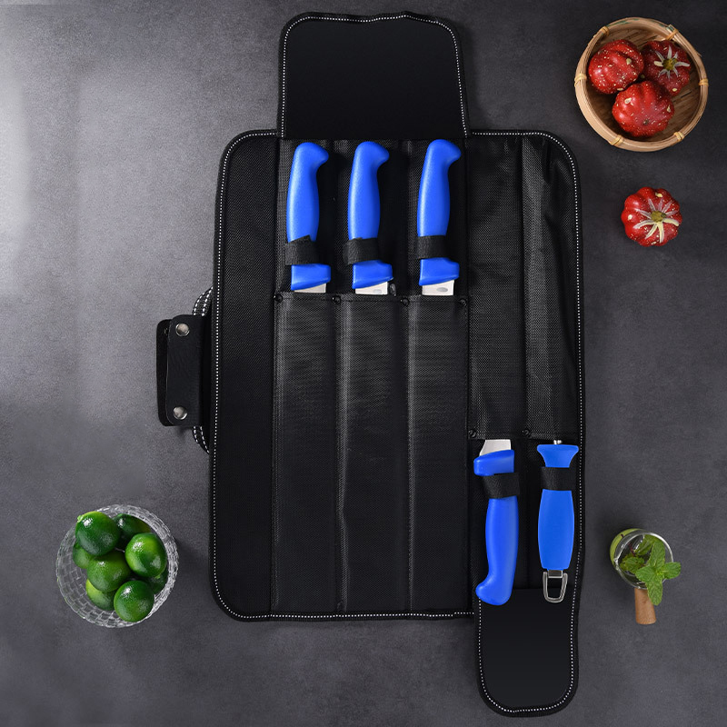 黒色のキャンバス製シェフナイフ収納バッグ。携帯用、包丁やキッ - Camping Cooking Roll のレビューと価格