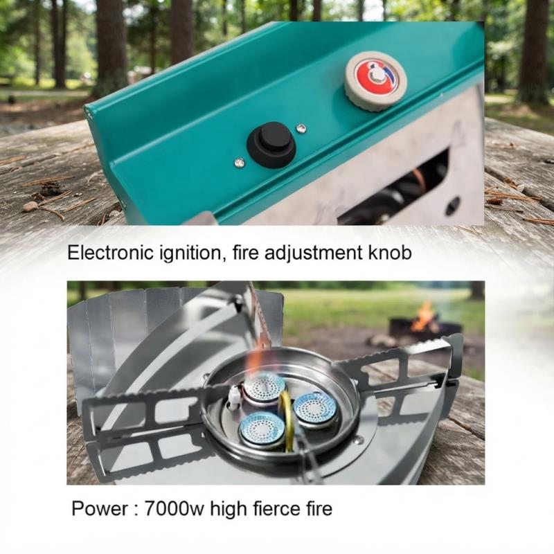 ポータブル3バーナー7000Wキャンプストーブ - ハイパワ - Camping Cooking Table With Windshield のレビューと価格