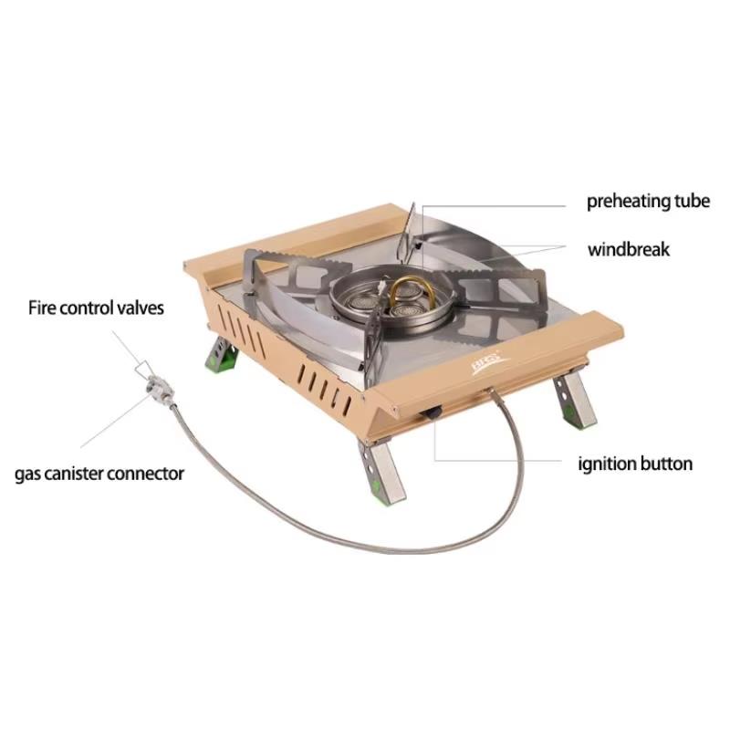 ポータブル3バーナー7000Wキャンプストーブ - ハイパワ - Camping Cooking Table With Windshield のレビューと価格