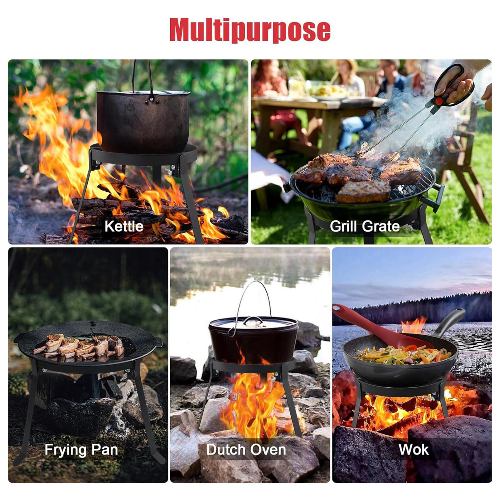 折りたたみ式キャンプファイヤー用三脚鉄製ポータブルグリルスタ - Camping Outdoor Cooking Set のレビューと価格