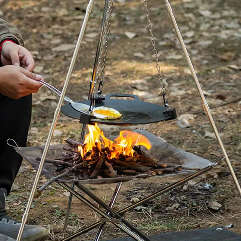 アルミ製キャンプ焚き火三脚、ポータブル三角形サポートスタンド - Camping Cooking Tripod のレビューと価格