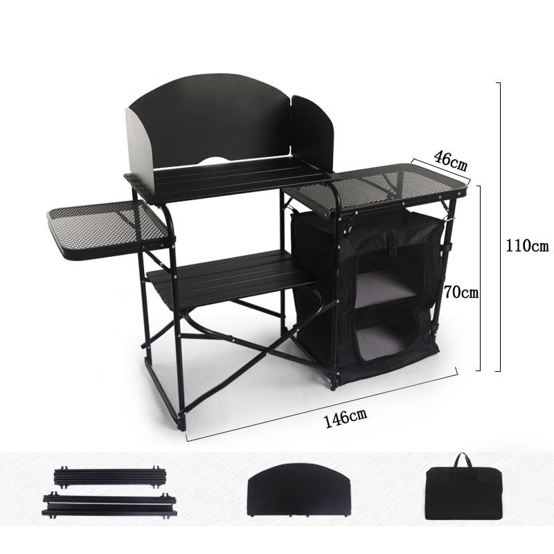 工場卸売 ポータブル屋外折りたたみ式キッチンテーブル アルミ - Camping Cooking Table With Windshield のレビューと価格